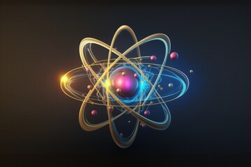 Wall Mural - atomic nucleus electrons neutrons protons. model shows that an atom is mostly empty space, with elec