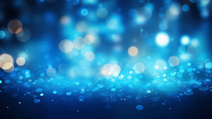 Poster - abstract blue bokeh background with stars and light effects