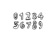 Numbers Drawn By Hand. A Set Of Numbers. Fashion Lettering. Handwritten Comic Font.