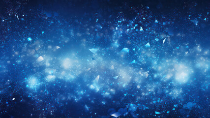 Poster - abstract blue background with glittering particles and bokeh effect
