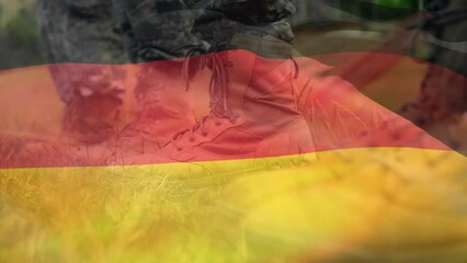 Poster - Animation of flag of germany over diverse male soldiers