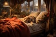 © The 2R Artificiality - A little canine rests in a cozy bed within the confines of its residence.