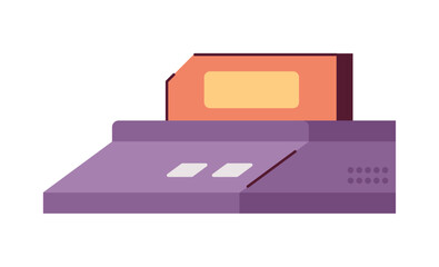 Fototapete - Vintage console for playing games semi flat colour vector object. Retro cartridge with games. Hobby. Editable cartoon clip art icon on white background. Simple spot illustration for web graphic design