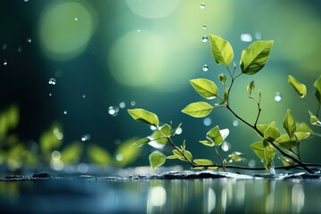 delicately natural fresh leaf background in soft daylight with beautiful bokeh and pastel green colo