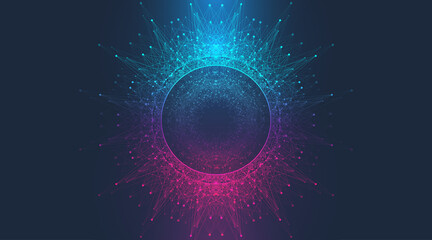 Poster - Virtual global internet connection metaverse with a new experience in metaverse virtual reality technology. Metaverse digital world smart futuristic interface technology background, illustration