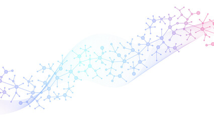 Poster - Molecular abstract structure background. Scientific illustration with molecule DNA. Medical, science and technology concept for banner template or header.