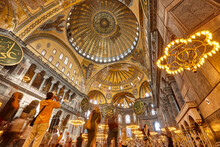 Sophia Mosque Indoor. Historic Landmark Place In Istanbul. Byzantium