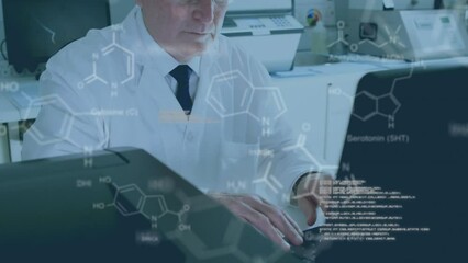 Poster - Animation of scientific data processing over caucasian male scientist