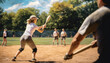 © kilimanjaro  - Summer afternoon softball game at the park