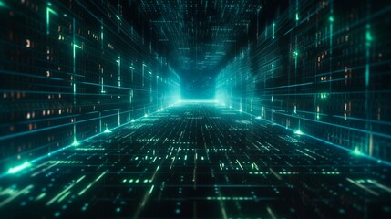 binary code network, matrix, ai - computer background