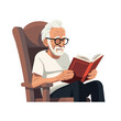 old man with book vector flat minimalistic isolated illustration