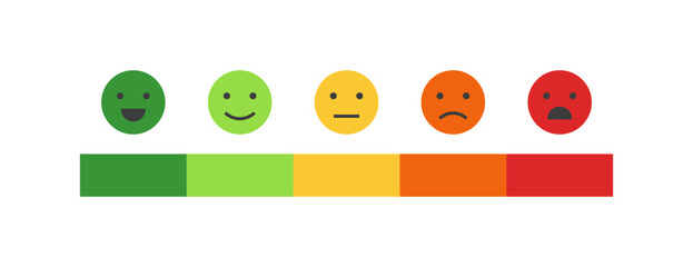 Reviews or rating scale with emoji representing different emotions