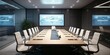 © STUDIO.no.3 - Futuristic Conference Room: A modern conference room equipped with the latest technology for business presentations and video conferencing. ai generated