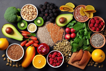 Wall Mural - A grouping of various super foods. ai generatived.