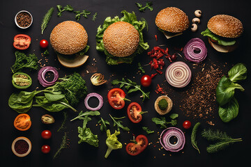 Wall Mural - burger with vegetables, ai generatived.