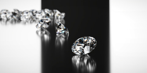 Poster - Diamond Group placed on Black Background with soft focus 3D rendering