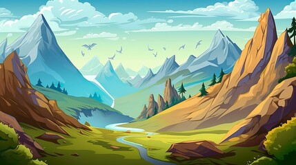 Wall Mural - abstract background mountains. vibrant abstract background with a burst of colors, perfect for eye-c