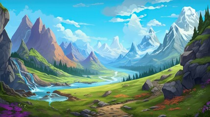 Wall Mural - abstract background mountains. majestic mountains standing tall against a serene landscape, invoking