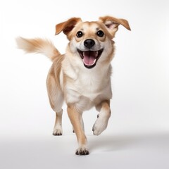 Happy dog in white background, AI generated Image