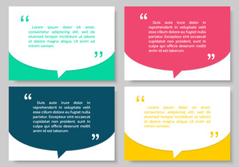 Wall Mural - quote frame blank set with speech bubbles. quotation, text box design template. review, feedback, co