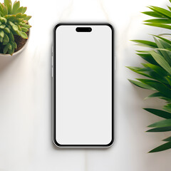 Poster - High quality realistic high quality smartphone mockup with isolated background. Smart phone mockup collection. Device front view. 3D mobile phone with shadow on white background.