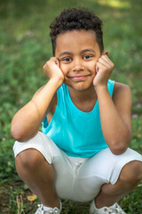 Wall Mural - Close up portrait of a young beautiful african boy