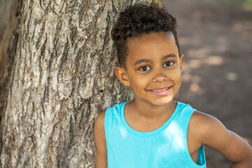 Wall Mural - Close up portrait of a young beautiful african boy