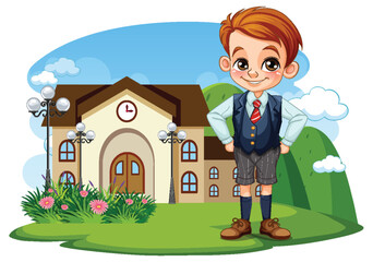 Wall Mural - Student wearing school uniform at school scene