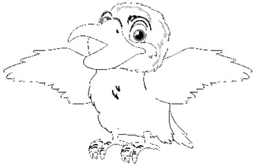 Wall Mural - a cartoon illustration of a kookaburra, native to australia, with its wings wide open in a smiling p