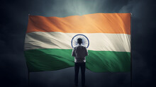 Guy Standing In Front Of Indian Flag