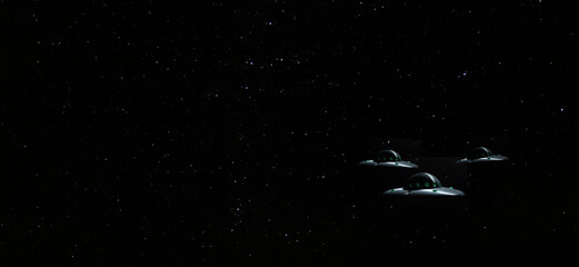 Wall Mural - UFO formation with stars behind