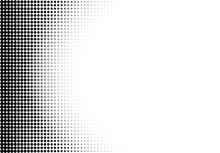 Comic Pop Art Radial Gradient. Black And White Dot Pattern With Halftone Effect. Half Tone Fade Background. Cartoon Duotone Banner. Monochrome Backdrop. Anime Gradation Frame. Vector Illustration