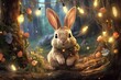 Enchanted Woodland: Whimsical Background with Twinkling Fairy Lights and Magical Creatures, generative AI