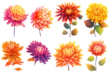 Wall Mural - ui set vector illustration of yellow and orange flower isolate on white background