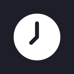 Poster - Clock dark mode glyph ui icon. Time measure app. Digital instrument. User interface design. White silhouette symbol on black space. Solid pictogram for web, mobile. Vector isolated illustration