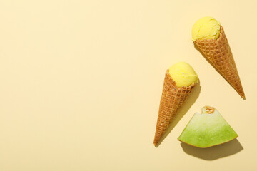 Wall Mural - Tasty and fresh summer food - melon ice cream