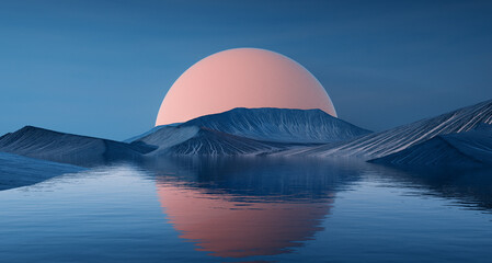 Wall Mural - the moon reflected in a lake. nature concept.