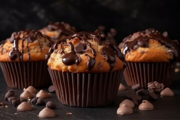 Poster - Chocolate muffins dessert. Generate Ai