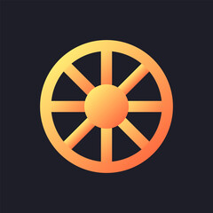 Poster - Hue color orange solid gradient ui icon for dark theme. Palette wheel. Video correcting tool. Filled pixel perfect symbol on black space. Modern glyph pictogram for web. Isolated vector image