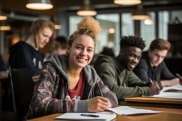 Poster - A Diverse Group Of Students Engaging In A Creative Writing Workshop Looking Generative AI
