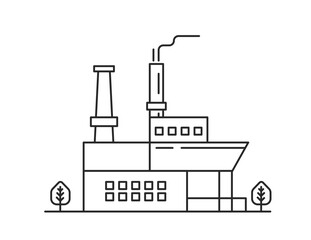 Wall Mural - Manufacture production factory. Industrial building plant, warehouse vector outline illustration