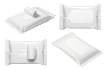 Wall Mural - Set of white wet wipes flow pack, cut out