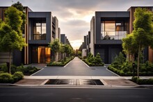 A Street In A Residential Neighborhood In Melbournes Suburb Of VIC, Australia, Adorned With Contemporary Australian Houses, Boasts A Stunning Environment.