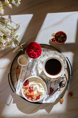 Wall Mural - cottage cheese with berries and coffee