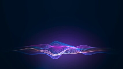 Poster - abstract colorful futuristic wave lines animation background, 4k seamless loop backdrop video as technology corporate messages concept