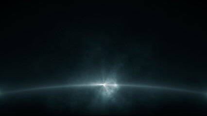 Wall Mural - abstract futuristic light background with smoke and rays on light blue backdrop, copy space for mess