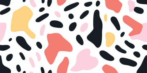 Hand drawn abstract simple shapes pattern. Modern collage seamless print. Fashionable template for design.