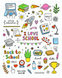 Cute school clipart. Back to school vector set. Hand drawn school icons