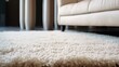 close up detail design of sofa leg with carpet rug home interior background,ai generate