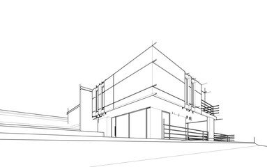 house building sketch architecture 3d illustration